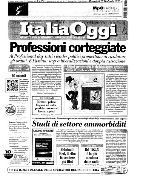 Italia oggi : quotidiano di economia finanza e politica